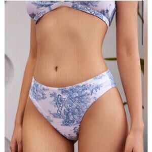 NWOT CIDER Toile de Jouy Bikini in Sky Blue, sz S
